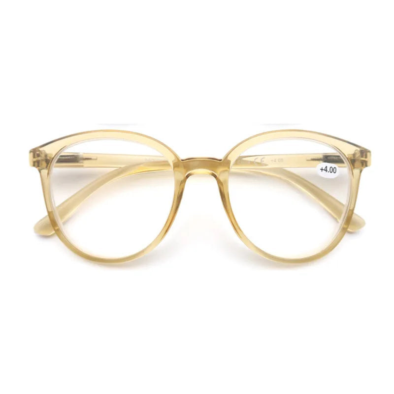 MODFANS Oversized vision Reading Glasses For Women and men,Classic Round Readers Frame with Spring Hinge, +0.5 ~ +4.0