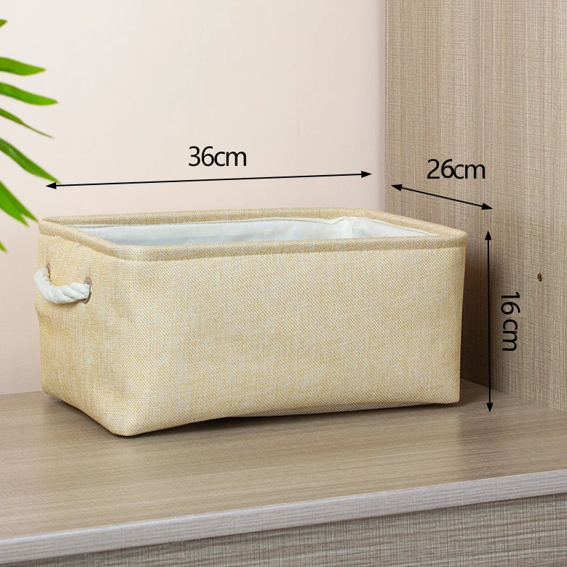 Cotton Linen Folding Storage Baskets Kids Toys Organizer Clothes and Sundries Storage Box Cabinet Storage Bag Laundry Basket