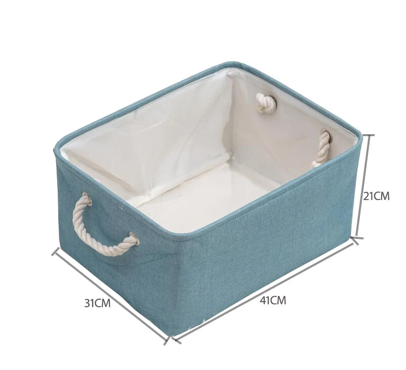 Cotton Linen Folding Storage Baskets Kids Toys Organizer Clothes and Sundries Storage Box Cabinet Storage Bag Laundry Basket