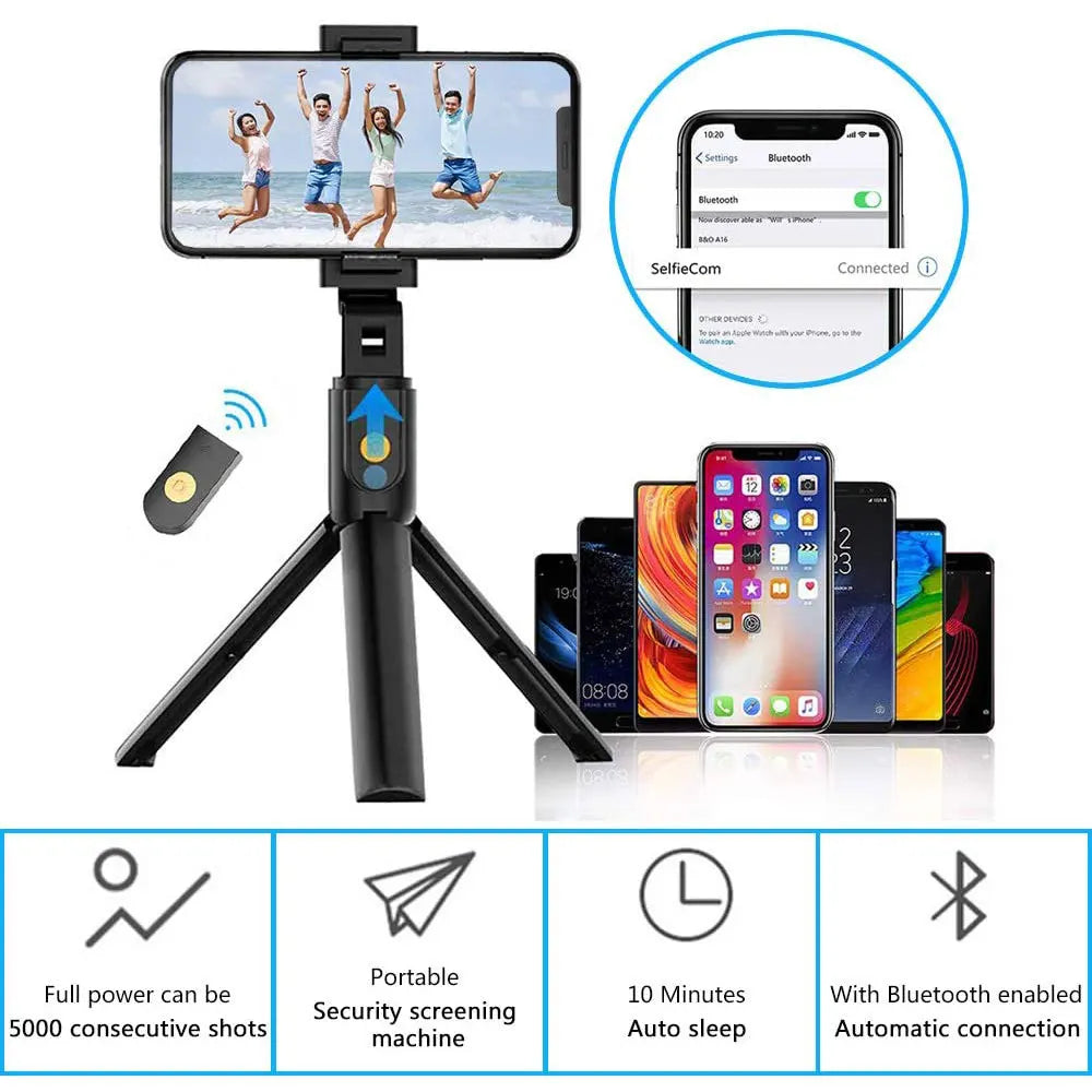 Selfie Stick Tripod Stand Holder Extendable with Bluetooth Remote Selfi Monopod For Xiaomi Mi Redmi Huawei Honor iPhone Samsung