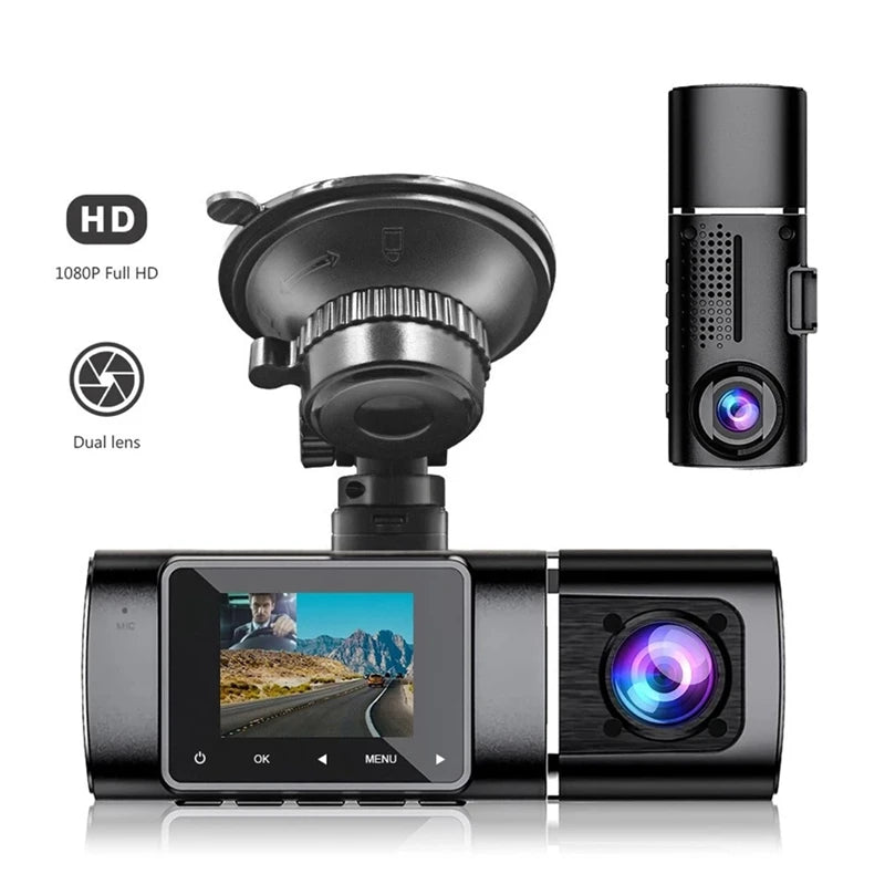 Dual Lens Dash Cam FHD 1080P Front Inside Cabin 1.5Inch LCD Display Car Camera Driving Recorder For Car Parking Monitor