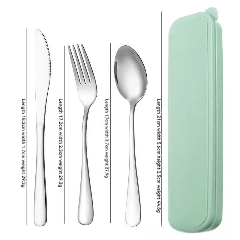 3pcs 410 Stainless Steel Portable Cutlery Set Mirror Polished Edge Rounded Comfortable Knife Fork And Spoon Three Piece Set