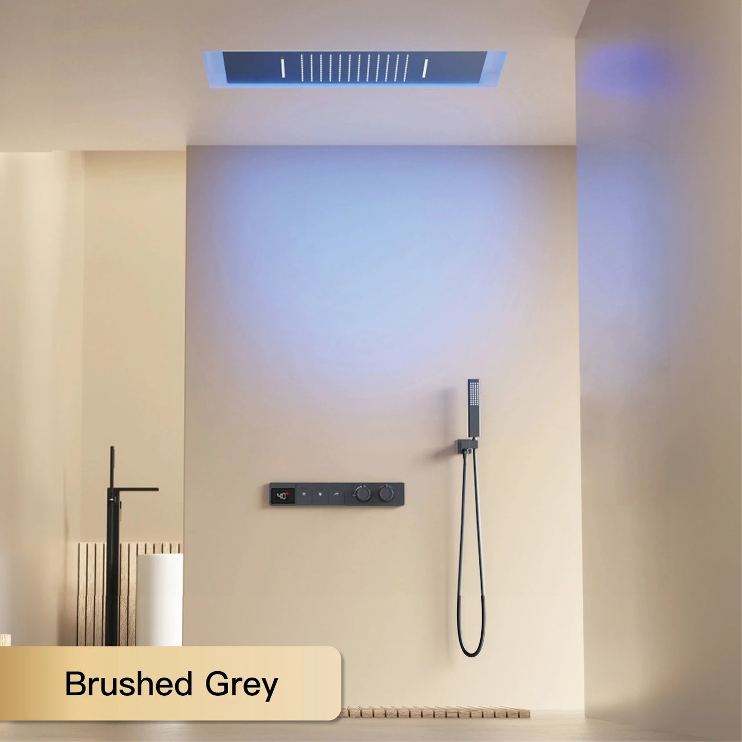 Intelligent digital display luxury white brass shower system with hidden design Dual control of hot & cold Wall mounted faucet