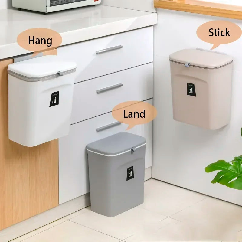 7L, 9L wall mounted with lid, kitchen and bathroom storage bin, garbage bin