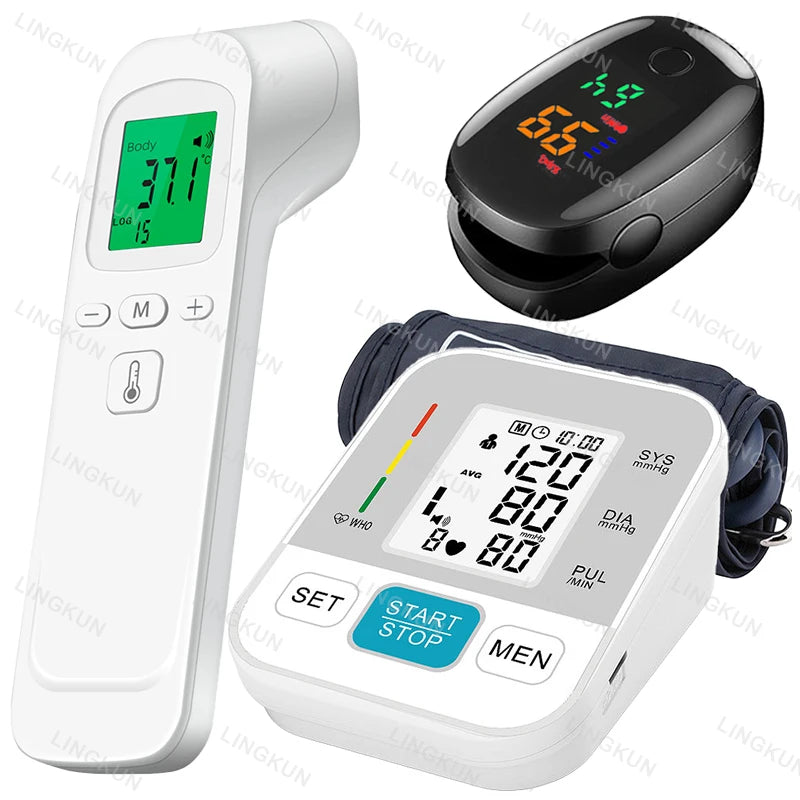 Medical Automatic Pressure Tonometer Tensiometer Heart Rate Pulse Meter BP Monitor Healthy Digital Arm Blood Pressure Meter Cuff