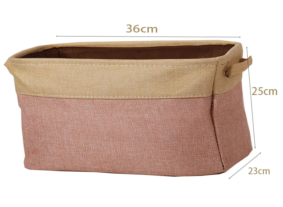 Cotton Linen Folding Storage Baskets Kids Toys Organizer Clothes and Sundries Storage Box Cabinet Storage Bag Laundry Basket