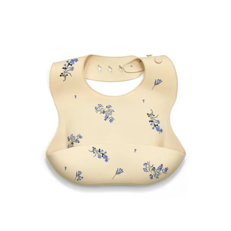 INS Baby Bibs BPA Free Waterproof Soft Silicone Saliva Solid Dripping Banana Bib Cartoon Print Flower Adjustable Lunch Aprons