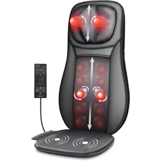 shiatsu Neck & Back Massager with Heat, Full Back Kneading Shiatsu or Rolling Massage, Massage Chair pad with Height Adjustmen