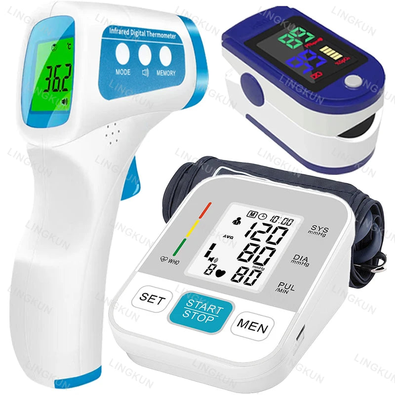 Medical Automatic Pressure Tonometer Tensiometer Heart Rate Pulse Meter BP Monitor Healthy Digital Arm Blood Pressure Meter Cuff