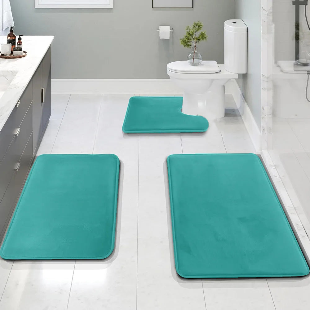 3PC  bathroom waterproof non-slip sponge carpet three-piece set, can wash home decoration