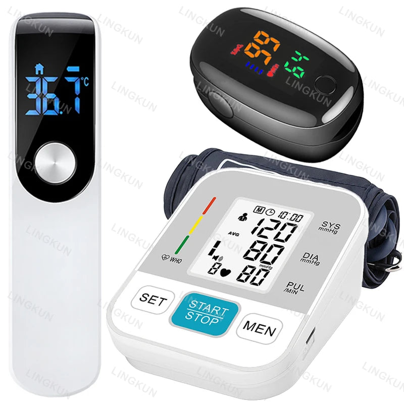 Medical Automatic Pressure Tonometer Tensiometer Heart Rate Pulse Meter BP Monitor Healthy Digital Arm Blood Pressure Meter Cuff