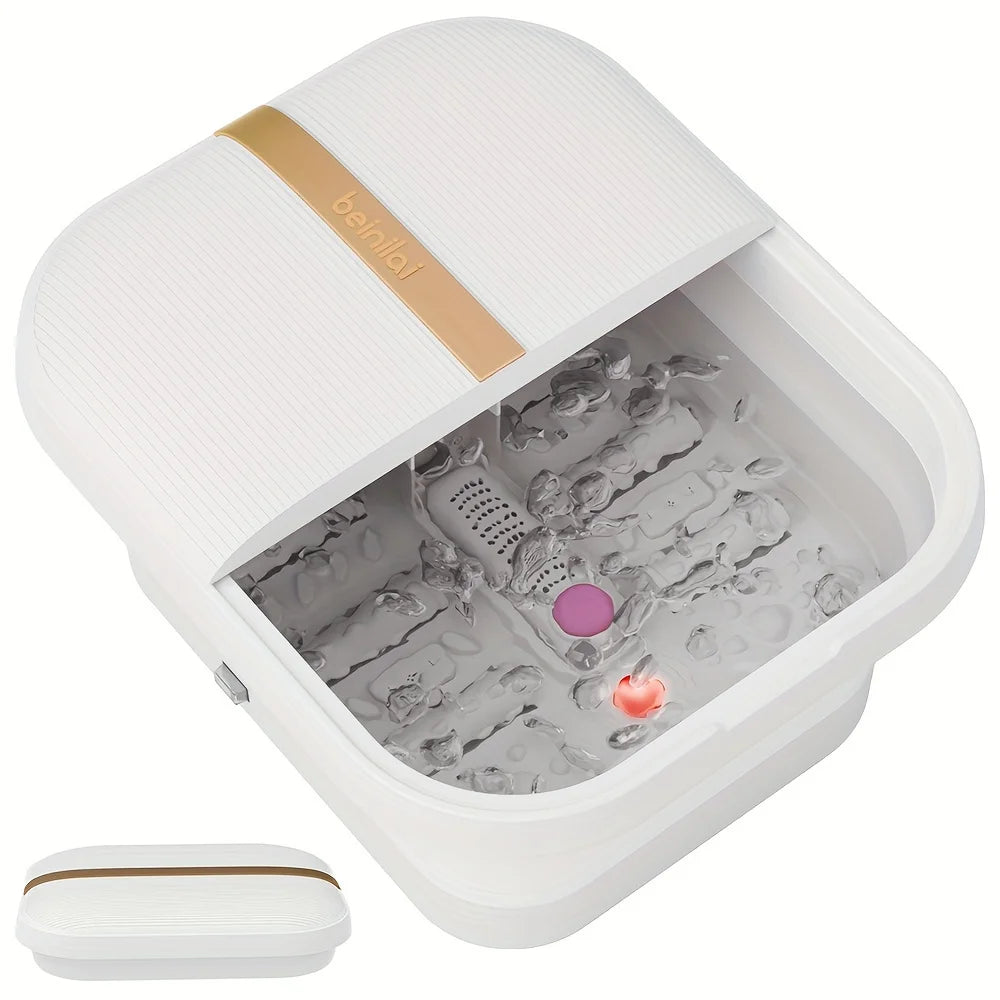 Heated Foot Spa And Massager] Collapsible Foot Spa And Massager With Heater And Temperature Control, Foot Bath Bowl With Bubbles