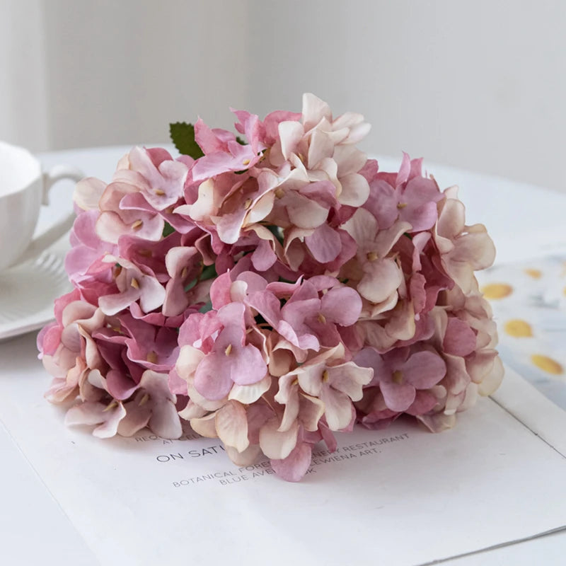 Artificial Flowers Silk Hydrangea Vase for Home Decoration Accessories Wedding Decorative Fake Plants Christmas Garland Material