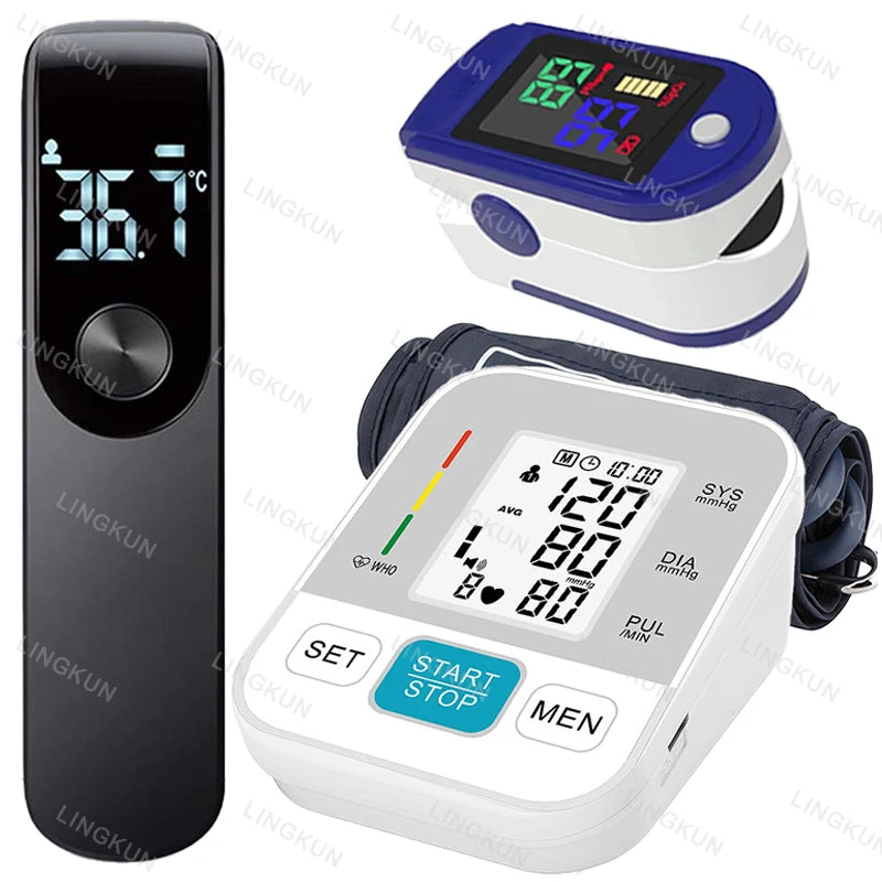 Medical Automatic Pressure Tonometer Tensiometer Heart Rate Pulse Meter BP Monitor Healthy Digital Arm Blood Pressure Meter Cuff