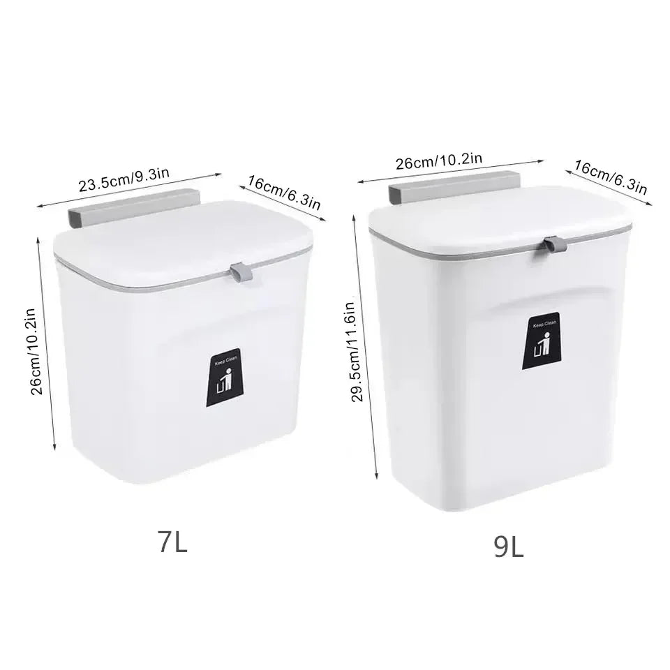 7L, 9L wall mounted with lid, kitchen and bathroom storage bin, garbage bin