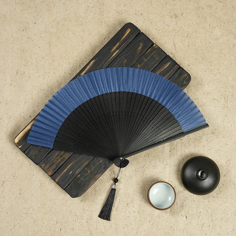 Retro Japanese Style Folding Fan Classical Wooden Shank Hand Held Fan with Tessel Female Party Dance Fan Gift Home Decor