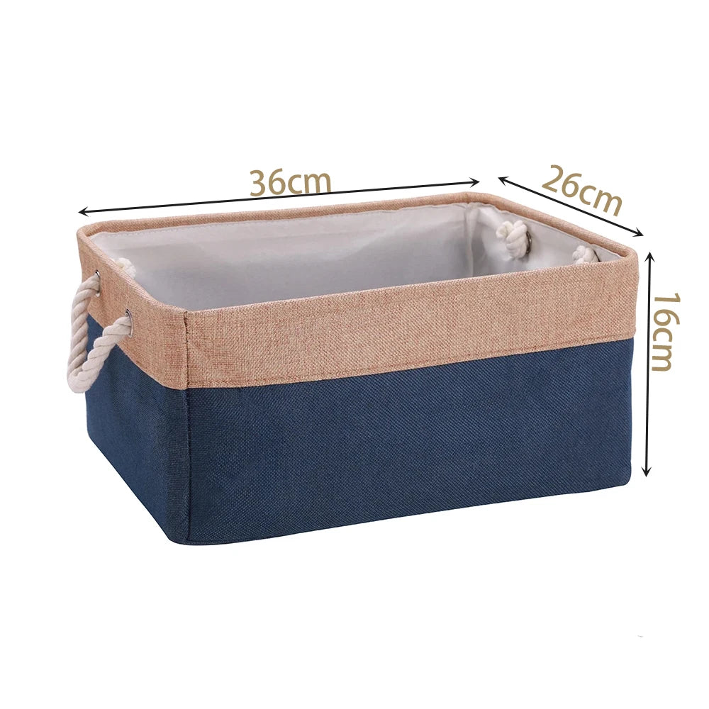 Cotton Linen Folding Storage Baskets Kids Toys Organizer Clothes and Sundries Storage Box Cabinet Storage Bag Laundry Basket