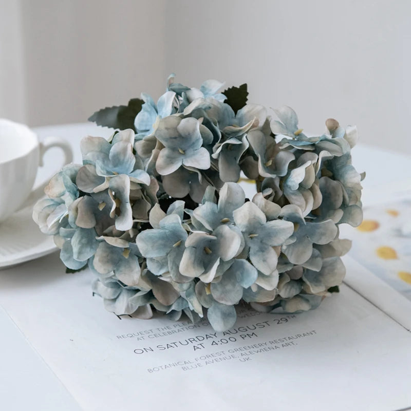 Artificial Flowers Silk Hydrangea Vase for Home Decoration Accessories Wedding Decorative Fake Plants Christmas Garland Material