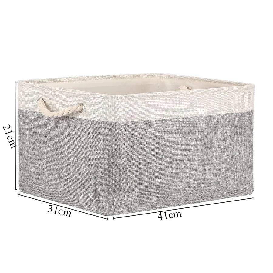 Cotton Linen Folding Storage Baskets Kids Toys Organizer Clothes and Sundries Storage Box Cabinet Storage Bag Laundry Basket