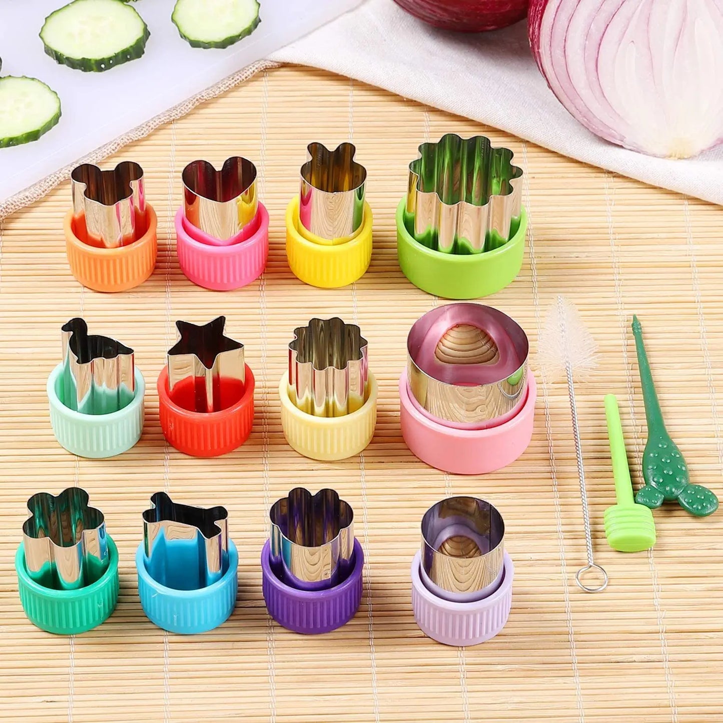 Fruit Cutters for Children Kids Food Cookie Mold Maker with Shapes Vegetable Mould Set Kitchen Bento Tools