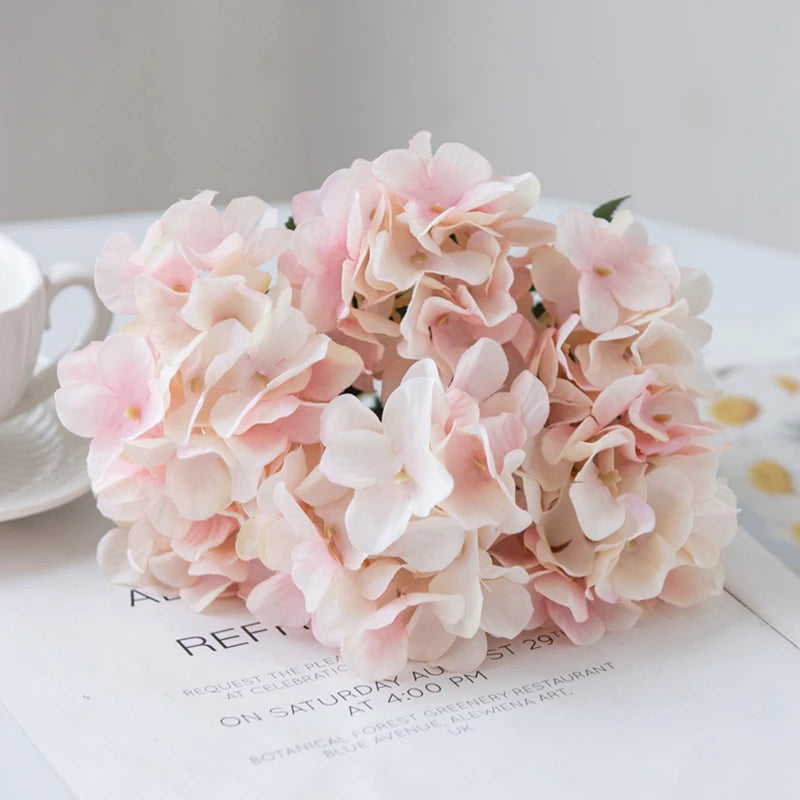 Artificial Flowers Silk Hydrangea Vase for Home Decoration Accessories Wedding Decorative Fake Plants Christmas Garland Material