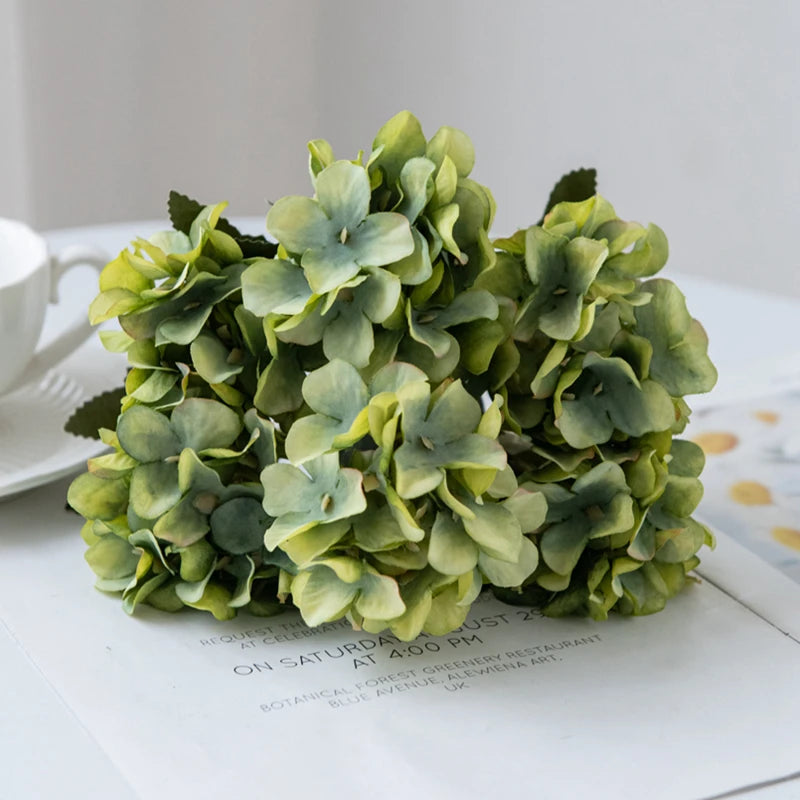 Artificial Flowers Silk Hydrangea Vase for Home Decoration Accessories Wedding Decorative Fake Plants Christmas Garland Material