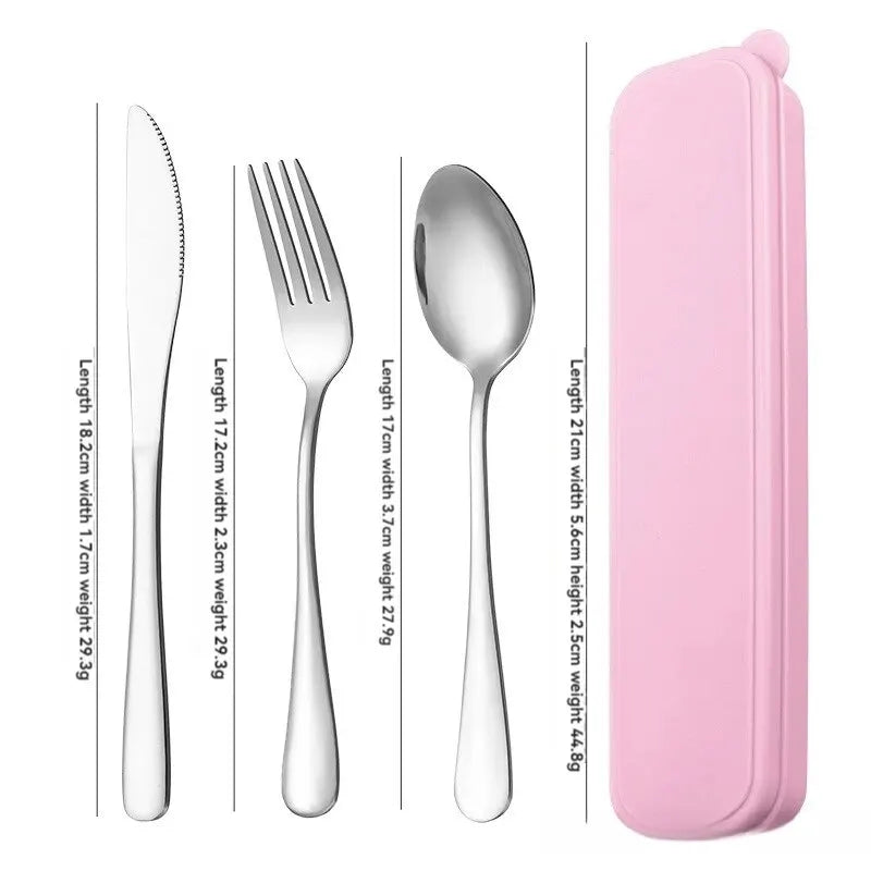 3pcs 410 Stainless Steel Portable Cutlery Set Mirror Polished Edge Rounded Comfortable Knife Fork And Spoon Three Piece Set