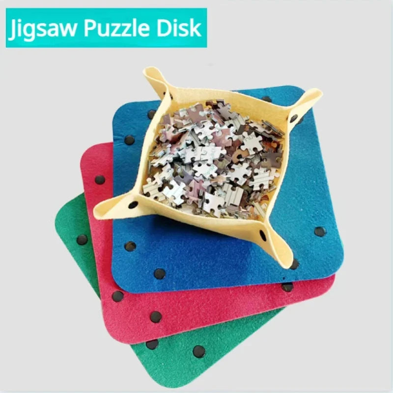 6 Colors Jigsaw Puzzle Disk Set 1000 Pieces Plus Portable Multifunctional Pad Storage Partition Tray for Kids and Adults