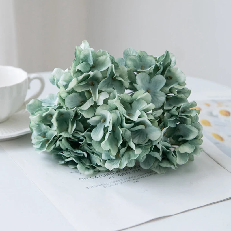 Artificial Flowers Silk Hydrangea Vase for Home Decoration Accessories Wedding Decorative Fake Plants Christmas Garland Material