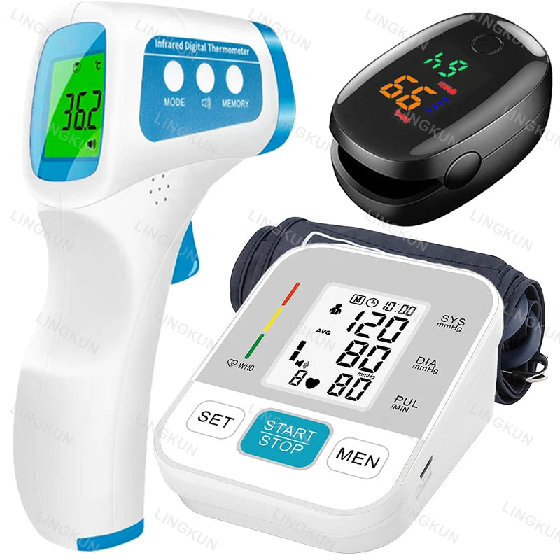 Medical Automatic Pressure Tonometer Tensiometer Heart Rate Pulse Meter BP Monitor Healthy Digital Arm Blood Pressure Meter Cuff