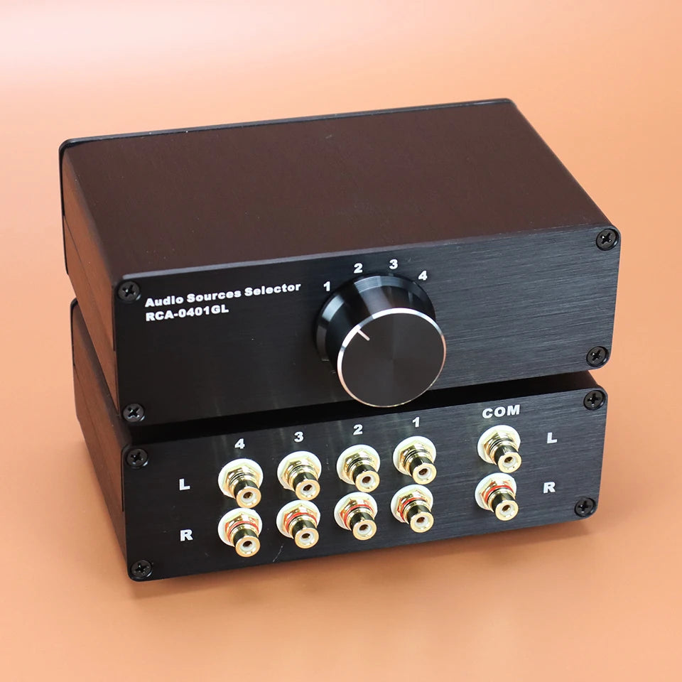 Stereo Audio Source Signal Switch Selector Lossless Splitter RCA 3-to-3, 4-to-1 for CD Decoder Power Amplifier Active Speakers