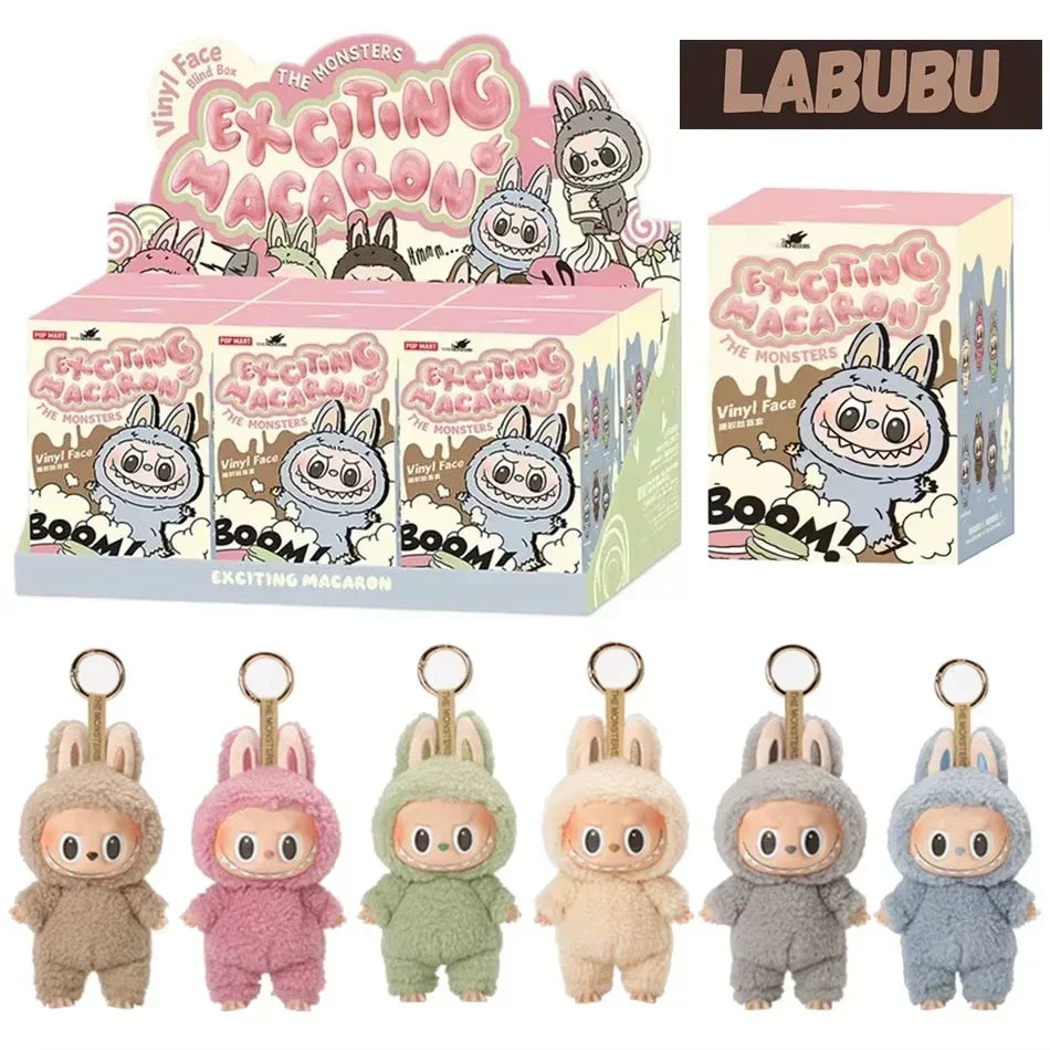 1:1 Quality Kawaii Monster Labubu Blind Box Series PVC Labubu Macaron Pendant Doll Monster Keychain Birthday Holiday Gift