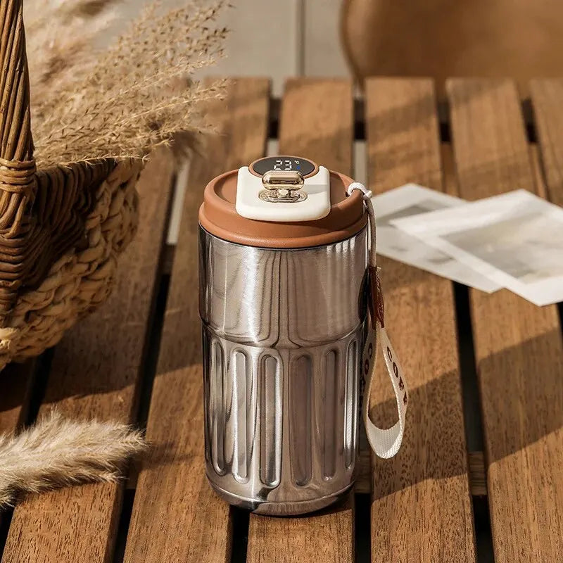 Stainless Steel Insulated Cup Display Temperature Coffee Cup Intelligent Car Mounted Water Cup Gift Drinking Tool