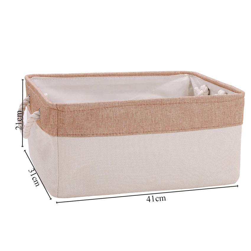 Cotton Linen Folding Storage Baskets Kids Toys Organizer Clothes and Sundries Storage Box Cabinet Storage Bag Laundry Basket