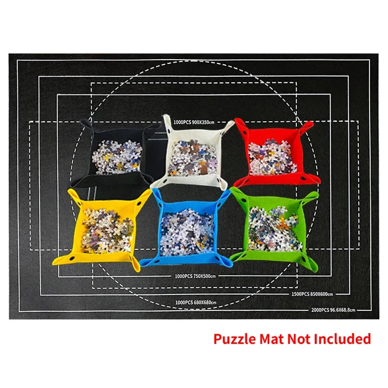 6 Colors Jigsaw Puzzle Disk Set 1000 Pieces Plus Portable Multifunctional Pad Storage Partition Tray for Kids and Adults