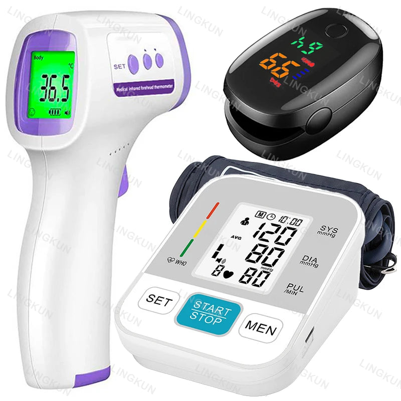 Medical Automatic Pressure Tonometer Tensiometer Heart Rate Pulse Meter BP Monitor Healthy Digital Arm Blood Pressure Meter Cuff