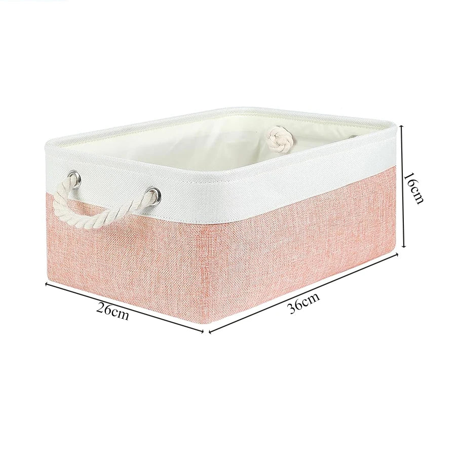 Cotton Linen Folding Storage Baskets Kids Toys Organizer Clothes and Sundries Storage Box Cabinet Storage Bag Laundry Basket