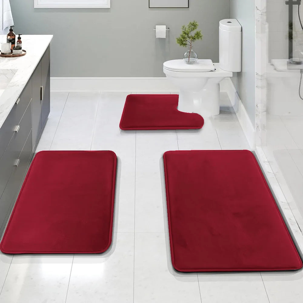 3PC  bathroom waterproof non-slip sponge carpet three-piece set, can wash home decoration