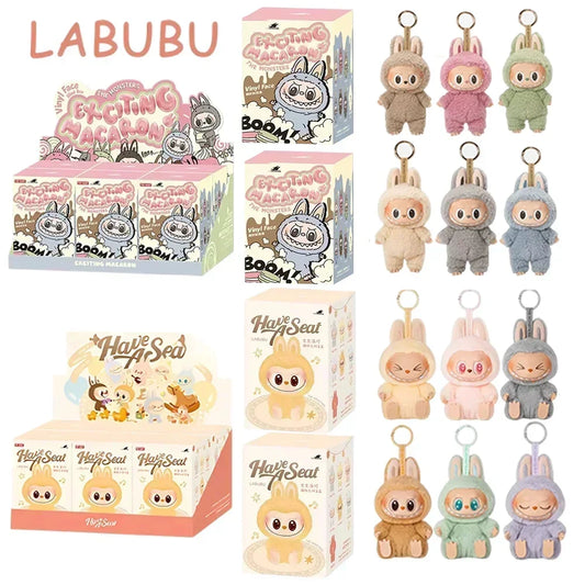 1:1 Quality Kawaii Monster Labubu Blind Box Series PVC Labubu Macaron Pendant Doll Monster Keychain Birthday Holiday Gift