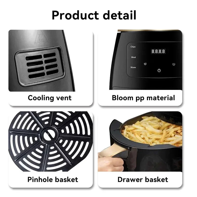 Electric Air Fryer Multifunctional 4.5L Without Oil Convection Oven Deepfrier on Offer Machine Aerogrill for Kitchen 110V/220V