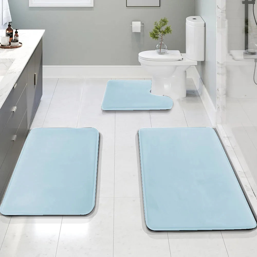 3PC  bathroom waterproof non-slip sponge carpet three-piece set, can wash home decoration