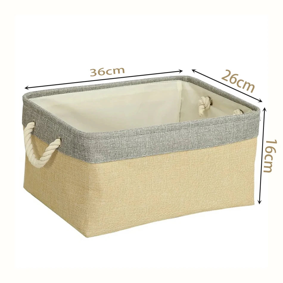 Cotton Linen Folding Storage Baskets Kids Toys Organizer Clothes and Sundries Storage Box Cabinet Storage Bag Laundry Basket