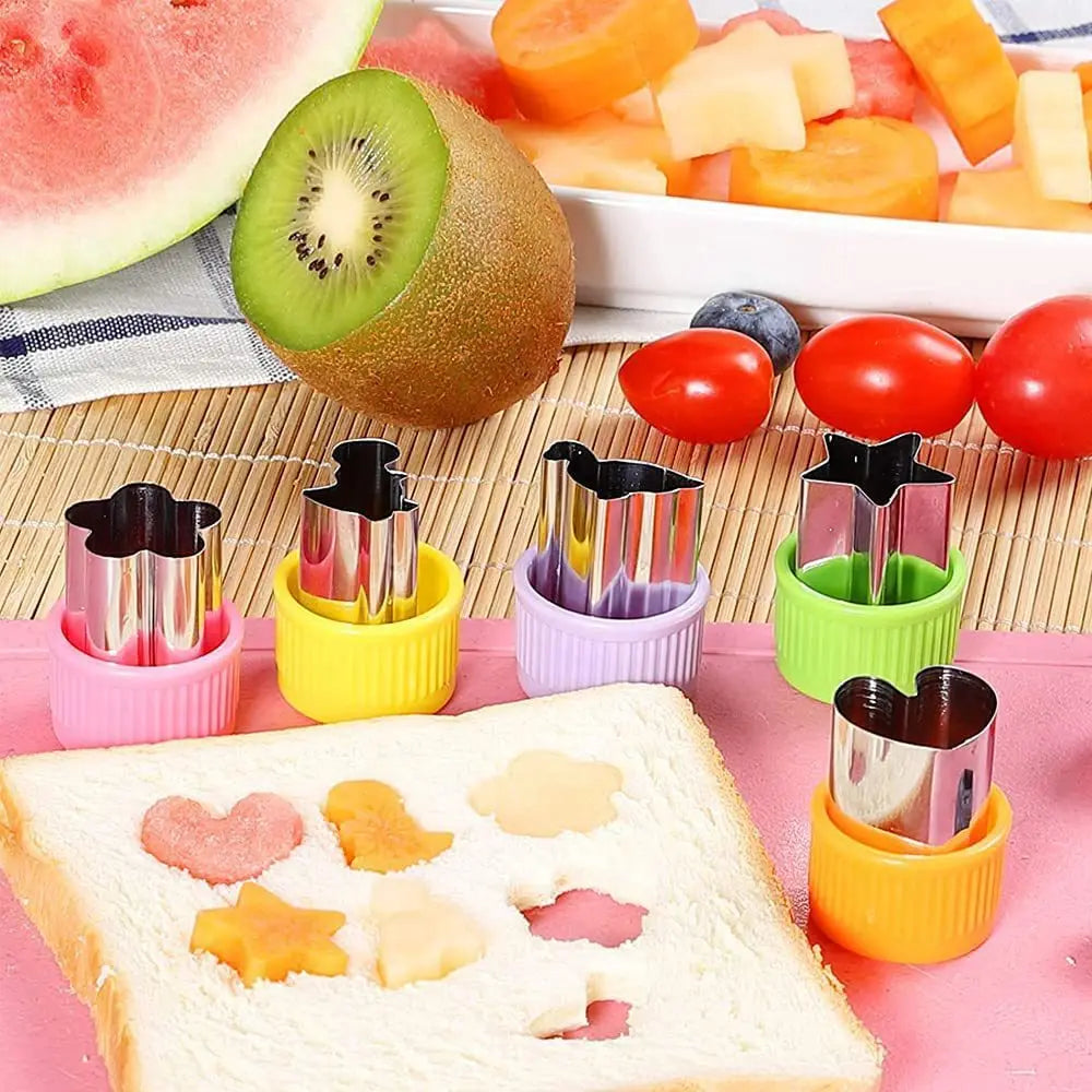 Fruit Cutters for Children Kids Food Cookie Mold Maker with Shapes Vegetable Mould Set Kitchen Bento Tools