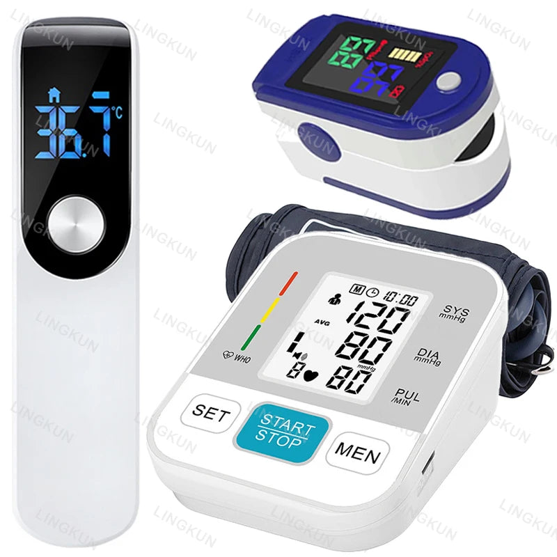 Medical Automatic Pressure Tonometer Tensiometer Heart Rate Pulse Meter BP Monitor Healthy Digital Arm Blood Pressure Meter Cuff