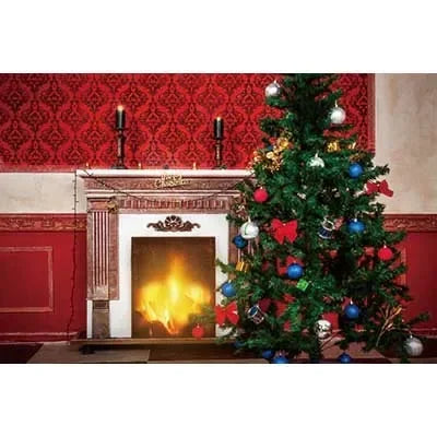 MOON.QG Happy New Year Photography Background Fireplace Wreach Xmas Trees Photozone Backdrop Children Studio Photocall Supplies