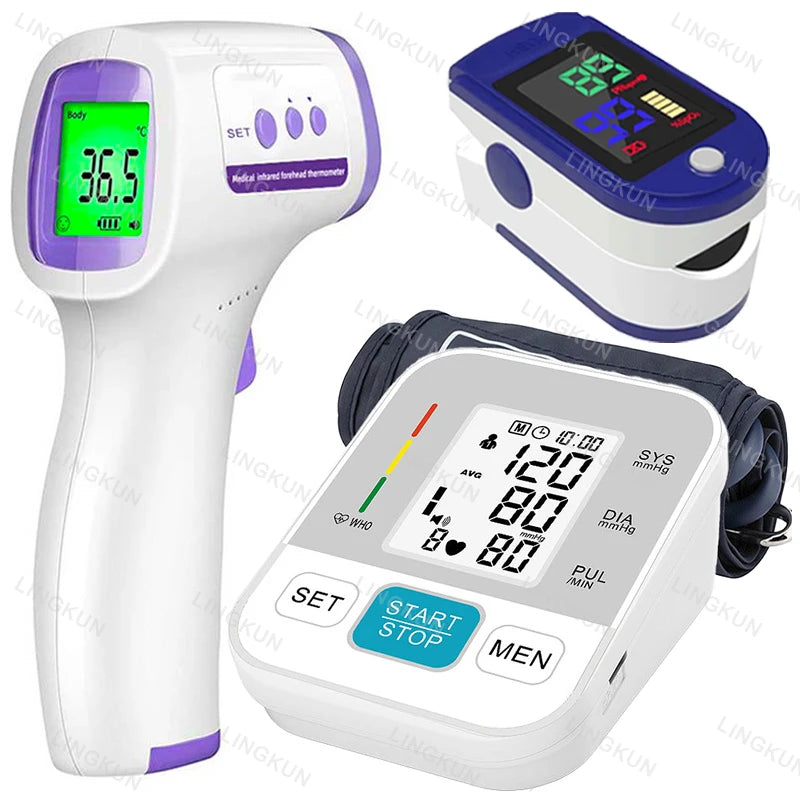 Medical Automatic Pressure Tonometer Tensiometer Heart Rate Pulse Meter BP Monitor Healthy Digital Arm Blood Pressure Meter Cuff