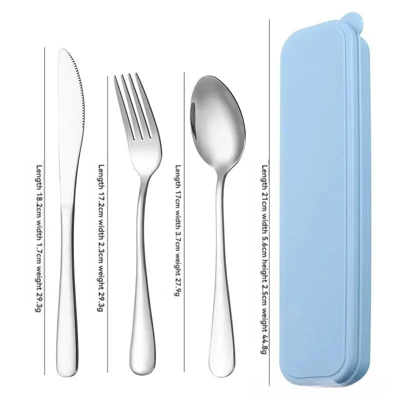 3pcs 410 Stainless Steel Portable Cutlery Set Mirror Polished Edge Rounded Comfortable Knife Fork And Spoon Three Piece Set