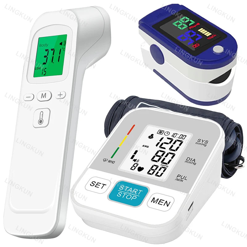 Medical Automatic Pressure Tonometer Tensiometer Heart Rate Pulse Meter BP Monitor Healthy Digital Arm Blood Pressure Meter Cuff