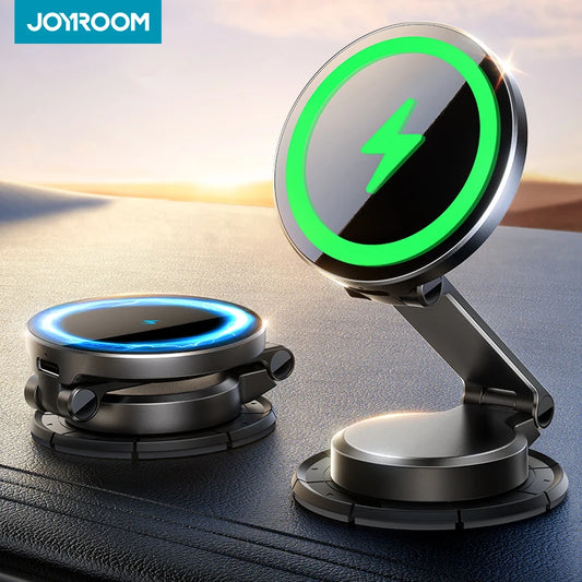 Joyroom Magnetic Car Mount N55 Strong Magnet 15W Wireless Charging 360° Rotation Foldable Phone Holder Fast Car Charger JR-ZS408