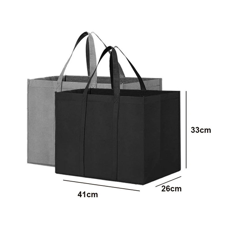 Reusable Grocery Shopping Bags Non-woven Large Foldable Eco-friendly Tote Bags with Long Handle Shoppers Bag for Women Men New